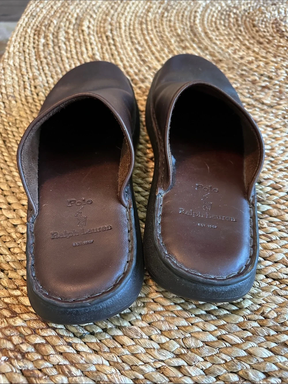 Men's size 9 Slip-On Leather Mule in Dark Brown Leather